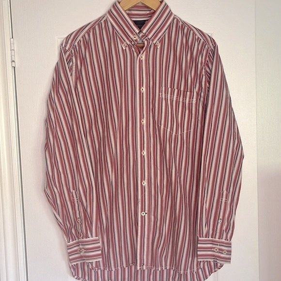 TOMMY HILFIGER stripe long sleeve mens button down shirt - Picture 5 of 6